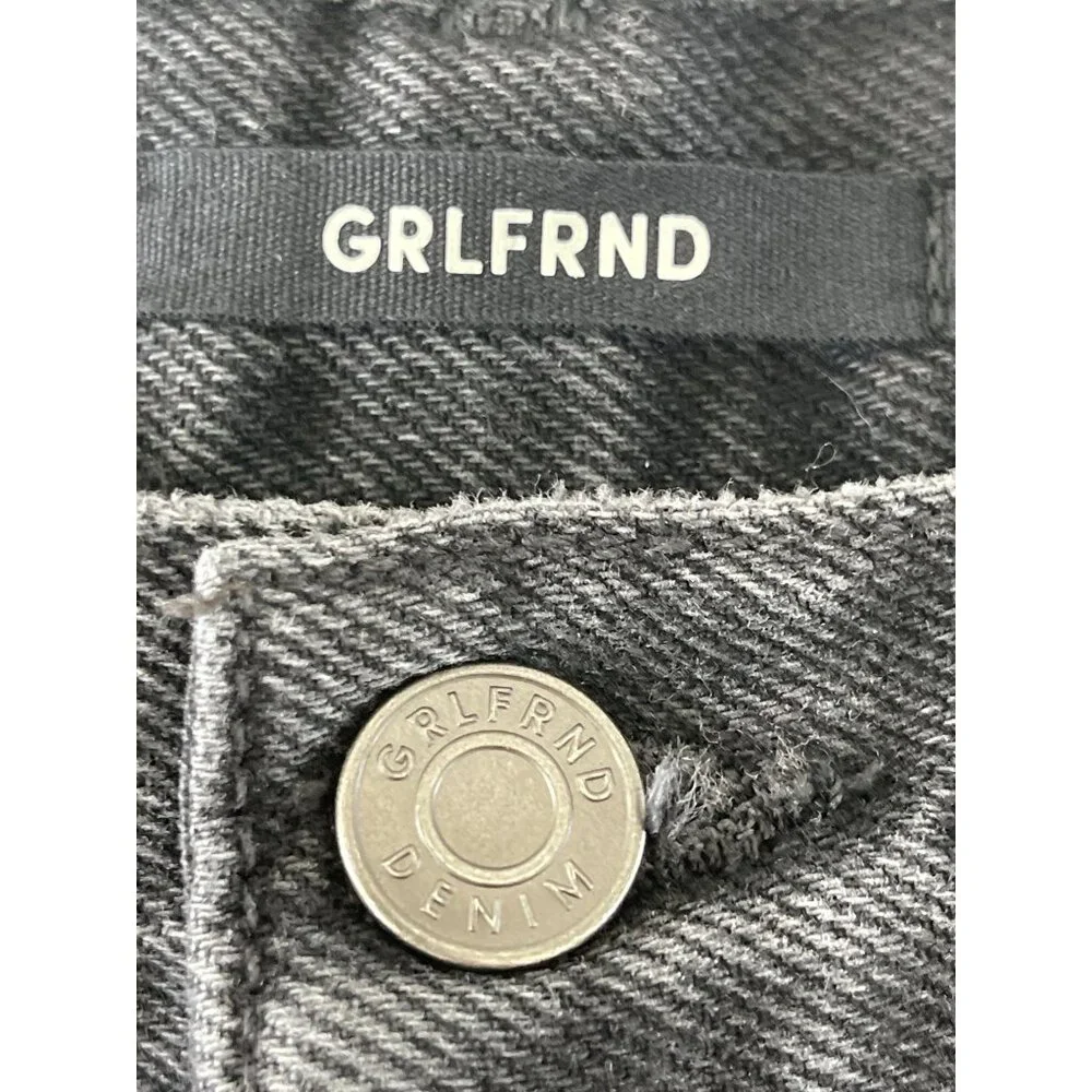 GRLFRND Karolina Black High Rise‎ Straight Ripped Jeans Wild Thing 25 $195